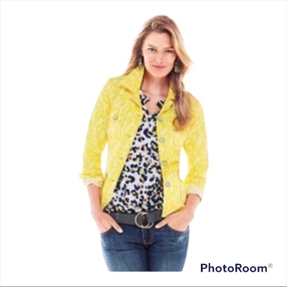 CABI #5160 Yellow Floral Field Jacket Blazer Size Small - Picture 3 of 7